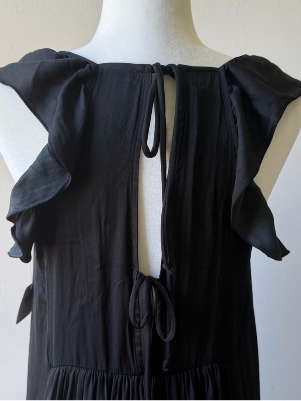 FREE PEOPLE Want Your Love Mini Dress Black Ruffle Boho Babydoll Size XS NWT - Picture 7 of 16